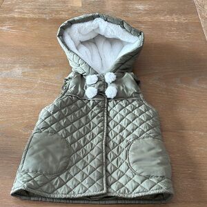Kids Quilted Hooded Vest - Green